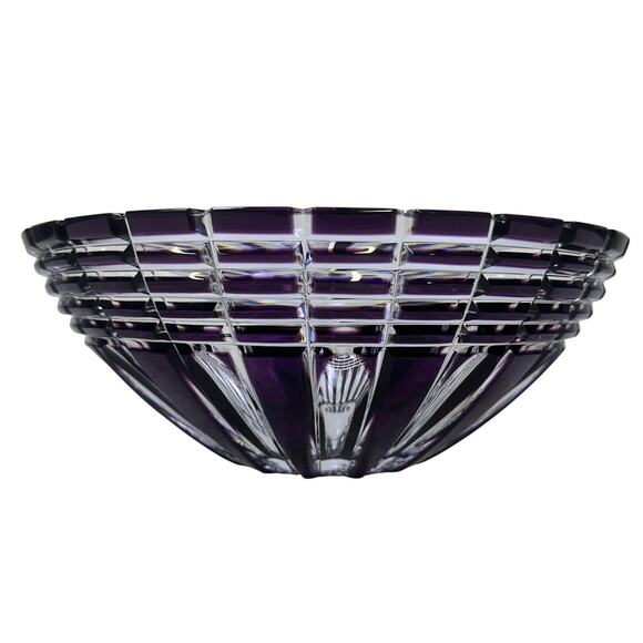 Caesar Crystal Bohemiae Czech Hand Cut 24% Lead Crystal XLG 'NORA' Bowl Violet - Picture 3 of 8